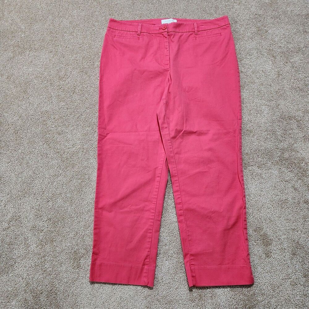 Talbots Pants Women 14 Pink High Rise Slim Straight Chino